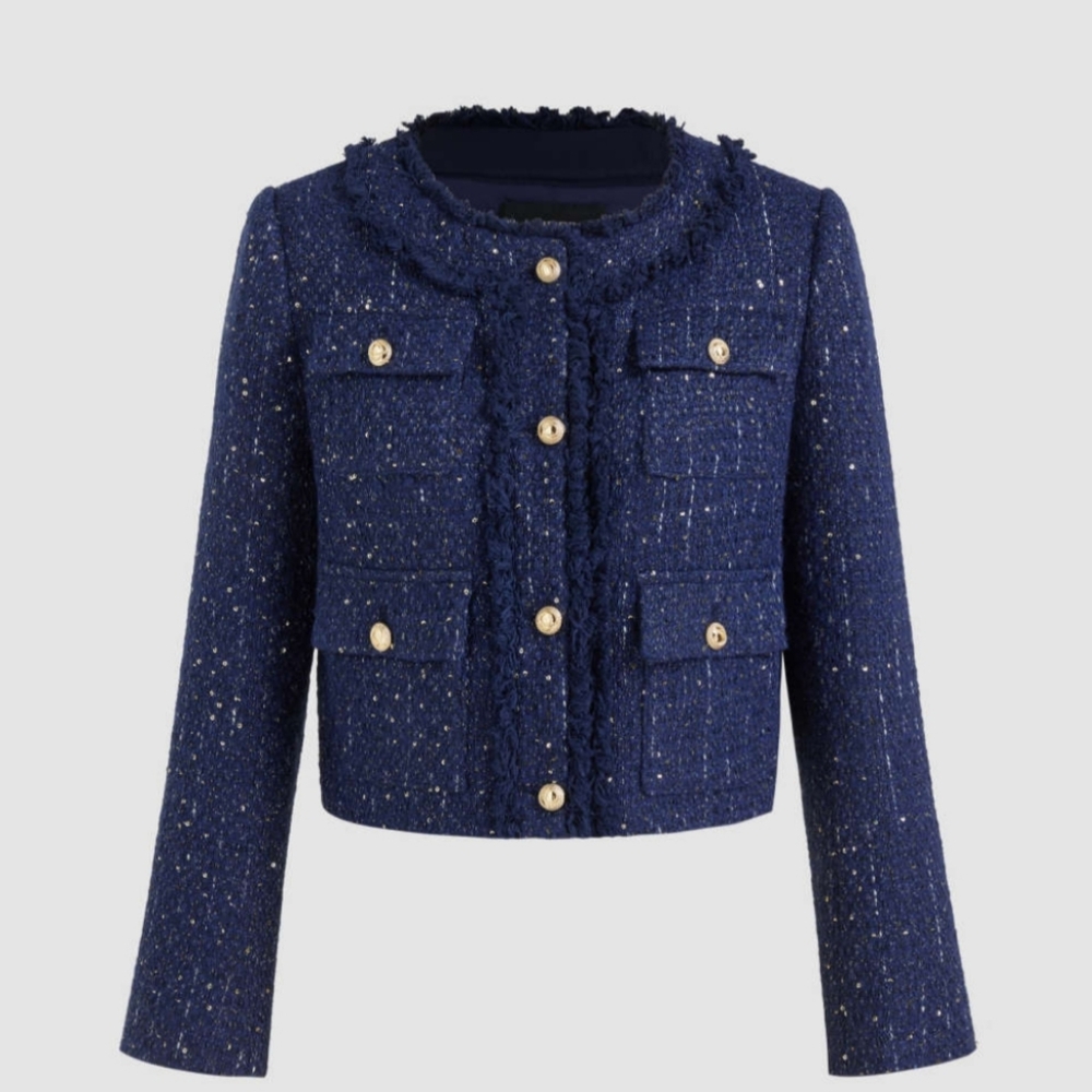 PLM Tweed crop jacket Navy size L